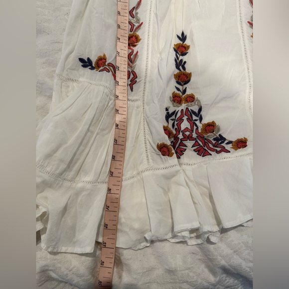 Free People Pavlo mini Dress Embroidered Crochet Insets Ivory Boho - Picture 9 of 11